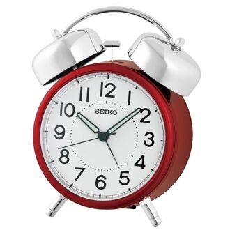 Seiko Bedside Bell Alarm Clock With Quiet Movement Red QHK063R