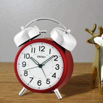 Seiko Bedside Bell Alarm Clock With Quiet Movement Red QHK063R