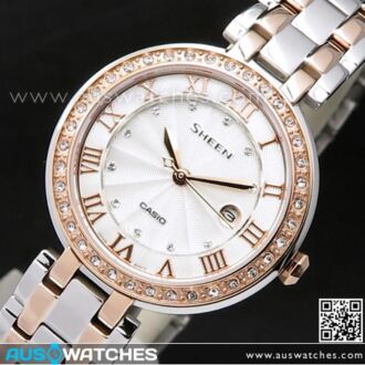 Casio Sheen Pink Gold Swarovski Stainless Steel Ladies Watch SHE-4034BSG-7A, SHE4034BSG
