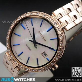 Casio Sheen Mother of Pearl Swarovski Crystals Ladies Watch SHE-4052PG-2A, SHE4052PG