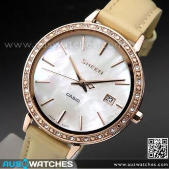 Casio Sheen Swarovski Crystals Mother of pearl Ladies Watch SHE-4052PGL-7B, SHE4052PGL