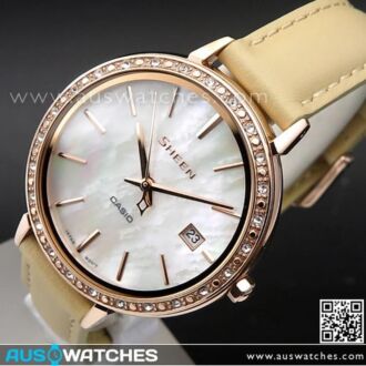 Casio Sheen Swarovski Crystals Mother of pearl Ladies Watch SHE-4052PGL-7B, SHE4052PGL
