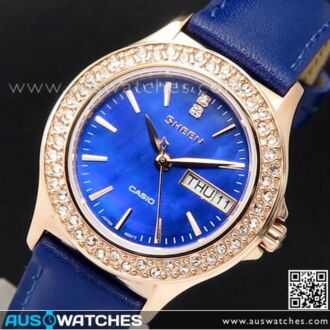 Casio Sheen Gold Blue Leather Strap Ladies Watch SHE-4800GL-2A, SHE4800GL