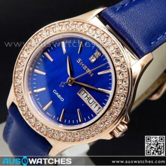 Casio Sheen Gold Blue Leather Strap Ladies Watch SHE-4800GL-2A, SHE4800GL