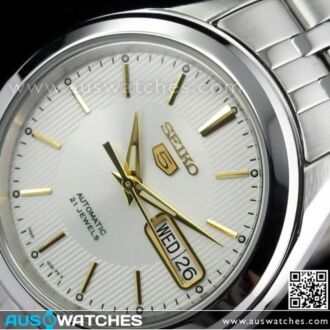 SEIKO 5 Automatic White Gold Mens Watch See-thru Back SNKL17K1, SNKL17