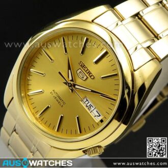 Seiko 5 Automatic See-thru Back Gold Tone Mens Watch SNKL48K1, SNKL48