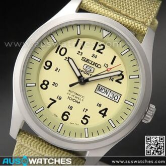 Seiko 5 Military Khaki Automatic 100m Mens Nylon Watch SNZG07K1, SNZG07