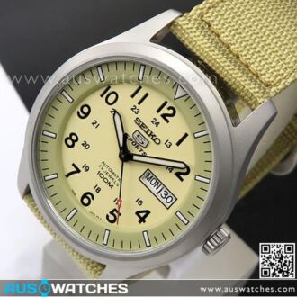 Seiko 5 Military Khaki Automatic 100m Mens Nylon Watch SNZG07K1, SNZG07