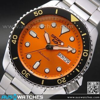 Seiko 5 Sports Orange Dial Stainless Steel 100M Automatic Watch SRPD59K1