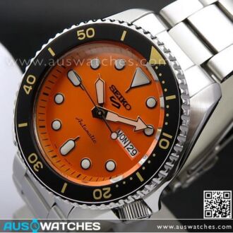 Seiko 5 Sports Orange Dial Stainless Steel 100M Automatic Watch SRPD59K1