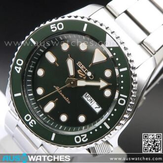 Seiko 5 Sports Green Dial Stainless Steel 100M Automatic Watch SRPD63K1, SRPD63