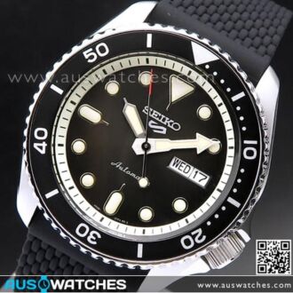 Seiko 5 Sports Black Silicone Strap 100M Automatic Watch SRPD73K2, SRPD73