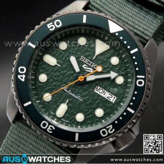Seiko 5 Sports Green Silicone Strap 100M Automatic Watch SRPD77K1, SRPD77