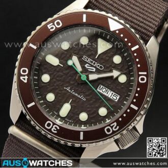 Seiko 5 Sports Brown Nylon Strap 100M Automatic Watch SRPD85K1, SRPD85