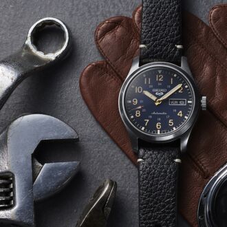 Seiko 5 Automatic Field Mid Size Military Leather Strap Watch SRPG39K1