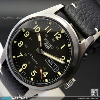 Seiko 5 Sports All Black Leather Automatic Watch SRPG41K1