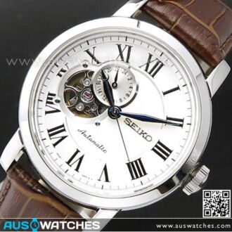 Seiko Automatic White Dial Brown Leather Mens Watch SSA231K1, SSA231