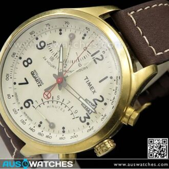 Timex Intelligent Quartz Fly-Back Chronograph Gold Brown Watch T2P510