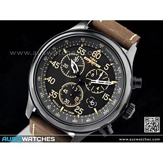 Timex Expedition Field Chronograph Black Dial Brown Leather Strap Men's Watch T49905