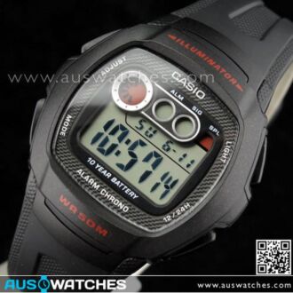 Casio Alarm 50M 10 Year battery Digital Watch W-210-1CV, W210