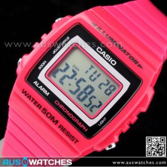 Casio Unisex Alarm Stopwatch Dark Pink Watch W-215H-4AV, W215H