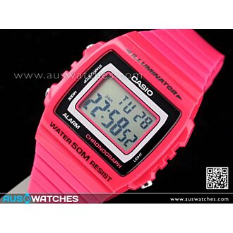 Casio Unisex Alarm Stopwatch Dark Pink Watch W-215H-4AV, W215H