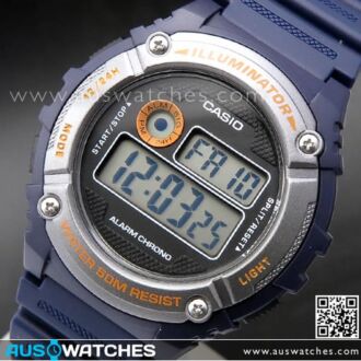 Casio Alarm Stopwatch 50M Digital Watch W-216H-2B, W216H