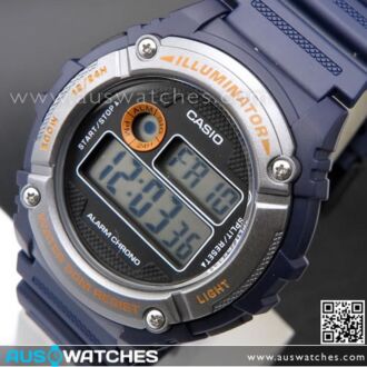 Casio Alarm Stopwatch 50M Digital Watch W-216H-2B, W216H