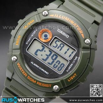 Casio Alarm Stopwatch 50M Digital Watch W-216H-3B, W216H