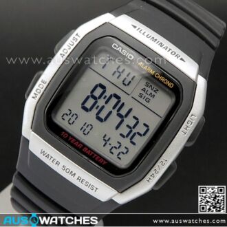 Casio Dual time 50M WR Stopwatch Digital Sport Watch W-96H-1A, W96H