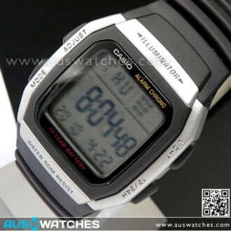 Casio Dual time 50M WR Stopwatch Digital Sport Watch W-96H-1A, W96H