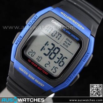 Casio Dual time 50M WR Stopwatch Digital Sport Watch W-96H-2A, W96H