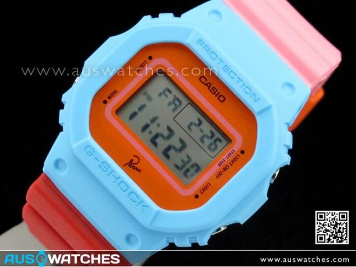 【美品】CASIO G-SHOCK DW-5600PR-4JR Parra別注 カシオ G-SHOCK Parra タイアップモデル DW-5600PR-4JR 価格比較