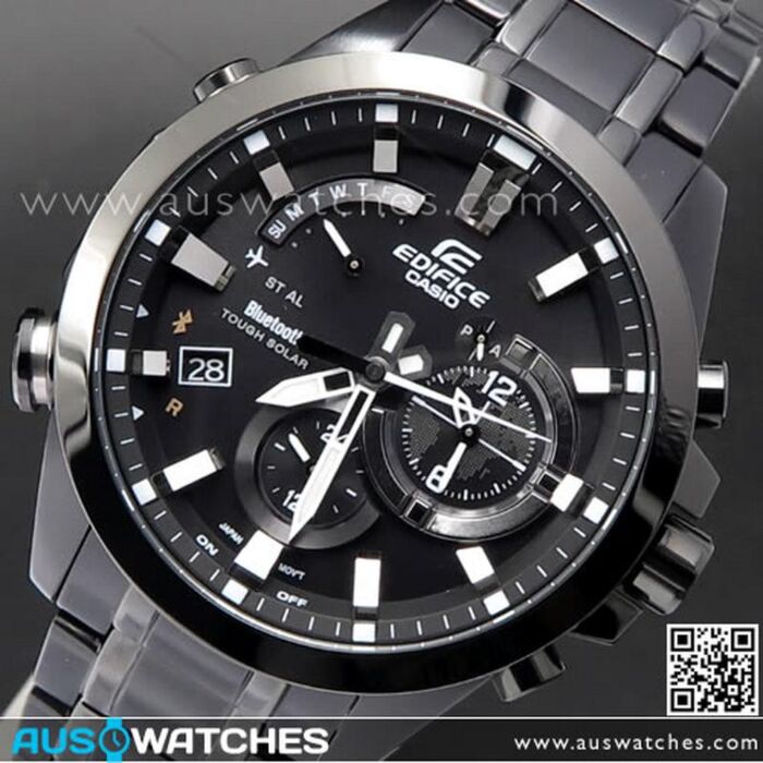 Casio Edifice Tough Solar Phone Finder Bluetooth Smart All Black Watch EQB 510DC 1A EQB510DC