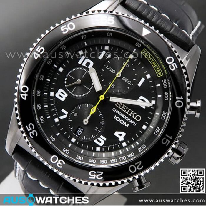 BUY Seiko Chronograph Tachymeter 100M Leather Strap Mens Watch SNDG61P1,  SNDG61 - Buy Watches Online | SEIKO AUS Watches