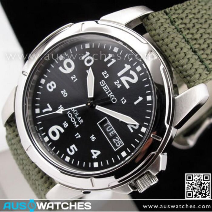 BUY Seiko Solar Powered Quartz Green Nylon Mens Watch SNE095P2 SNE095 Buy Watches Online SEIKO AUS Watches