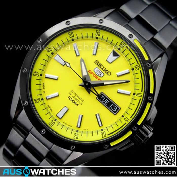 BUY Seiko 5 Sports 4R36 Automatic Mens Black Yellow Watch SRP159J1  SRP159Japan - Buy Watches Online | SEIKO AUS Watches