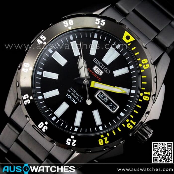 BUY Seiko 5 Automatic 4R36 All Black Mens Sport Watch SRP363K1, SRP363 -  Buy Watches Online | SEIKO AUS Watches