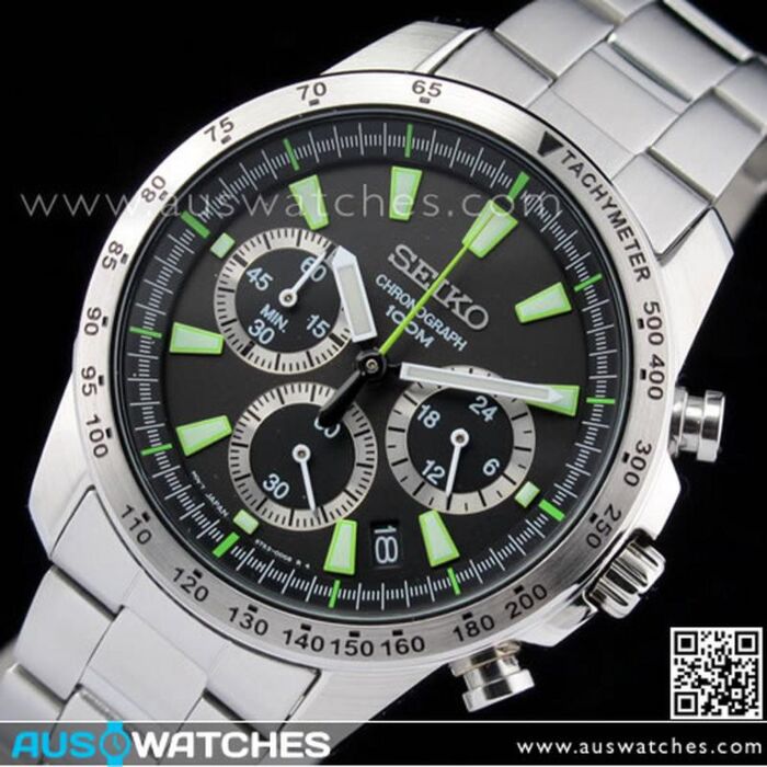 SEIKO Black Dial 100M Chronograph Watch SSB027P1 SSB027