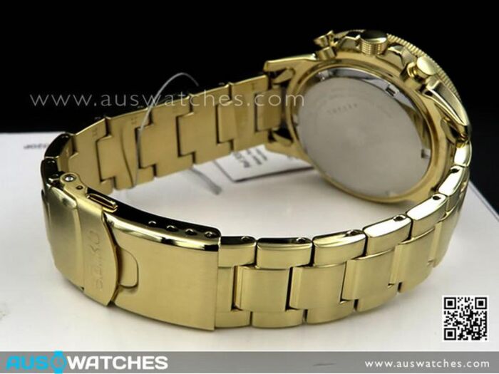 BUY Seiko Flightmaster Solar Chronograph Gold Tone Pilot Watch SSC008P2 SSC008 Buy Watches Online SEIKO AUS Watches