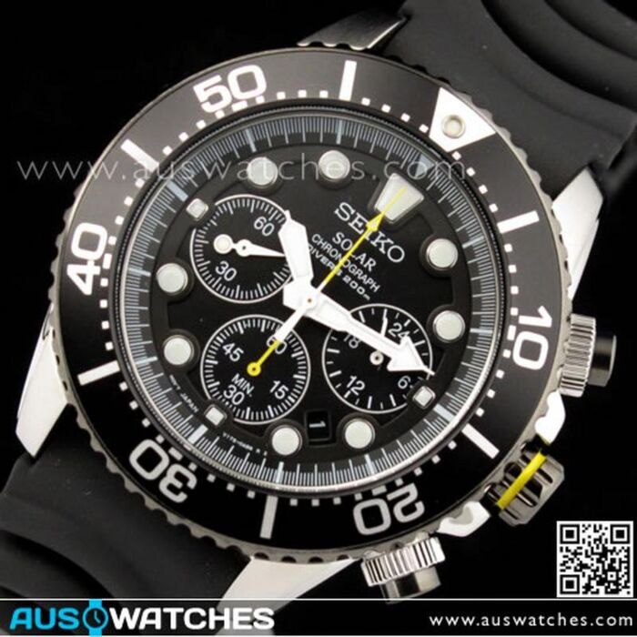 Seiko Solar Chronograph Screw Down Crown Divers Mens Watch SSC021P1 SSC021