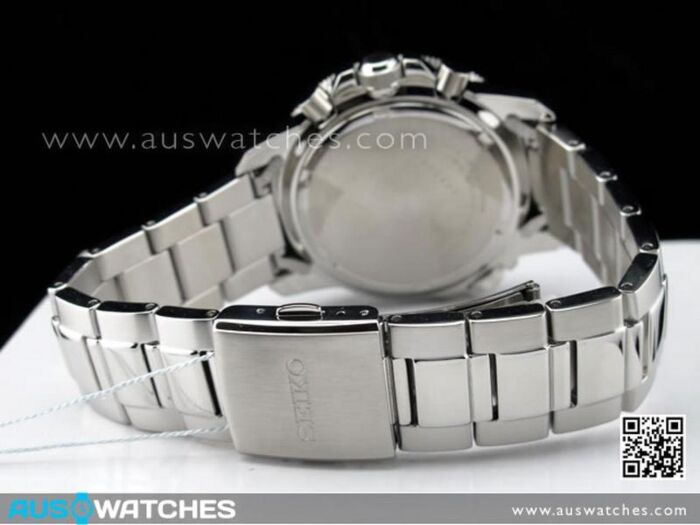 Seiko Solar Alarm Chronograph Black Mens Sport Watch SSC075P1 SSC075