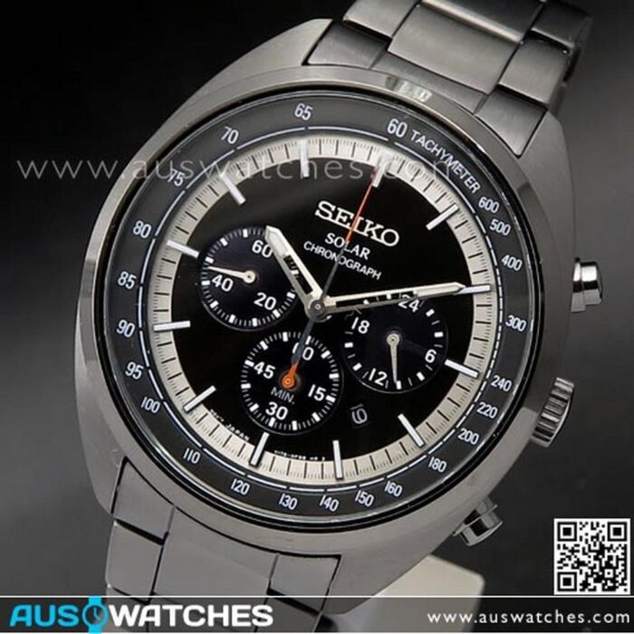 Seiko Solar Chronograph Tachymeter All Black Mens Watch SSC623P1, SSC623 |  